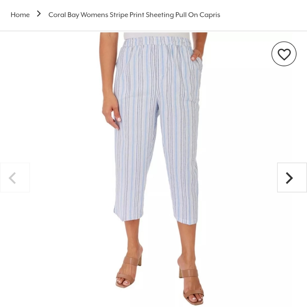 ⚡5/$25 Coral Bay linen blend capri length elastic pull string pants - Picture 1 of 8